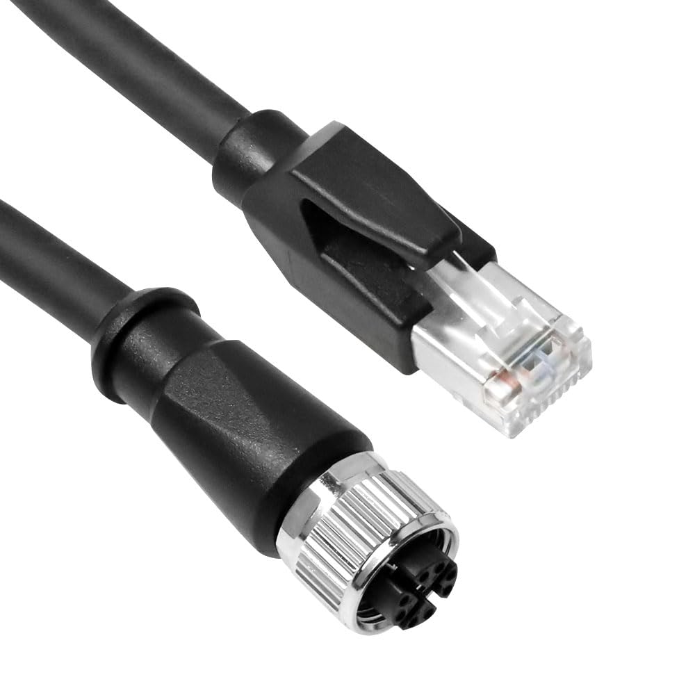 Alvin&#39;s Cables M12 X-Code 8 Pin Female to RJ45 Ethernet Cable Cat6a High-Flex Shielded for Cognex Keyence Basler Industrial Automation Fieldbus Module