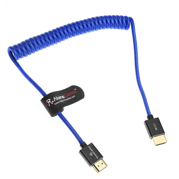 Alvin's Cables 8K 2.1 HDMI to HDMI Cable 8K@60Hz 4K@120Hz High-Speed for Atomos Ninja,for Sony FS5 FS7 FX9,BMPCC,for Canon C300 C500,Braided Coiled Cable Blue