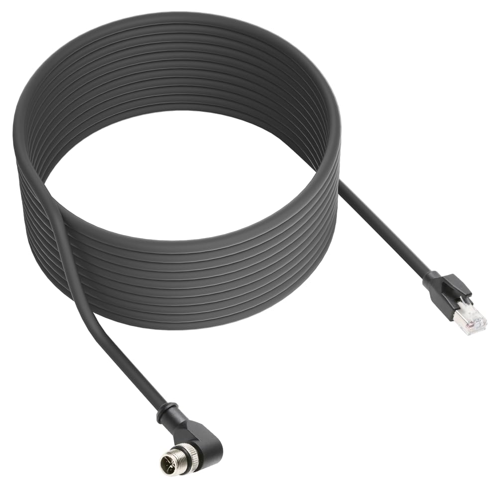 Alvin&#39;s Cables M12 X-Code 8 Pin Male to RJ45 Ethernet Cable for Cognex Keyence Camera, High-Flex Cat6a Cable for Industrial Automation, Fieldbus Module, Robotics, Right Angle