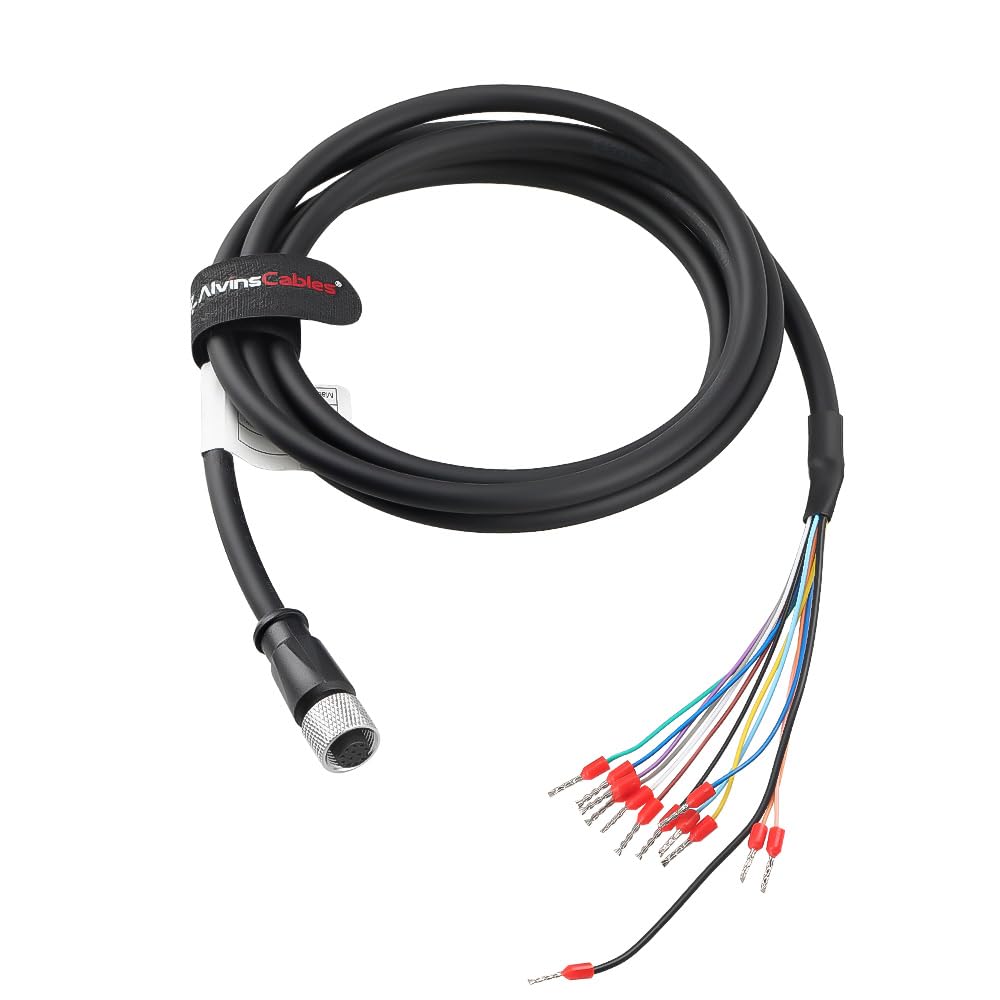 Alvin's Cables M12 A-Code 12-Pin Female to Open Wire Terminal Power I/O Cable for Keyence OP-88810/OP-88811/OP-88812 Industrial Cameras Interface Integrated Cable 2m|6.56ft