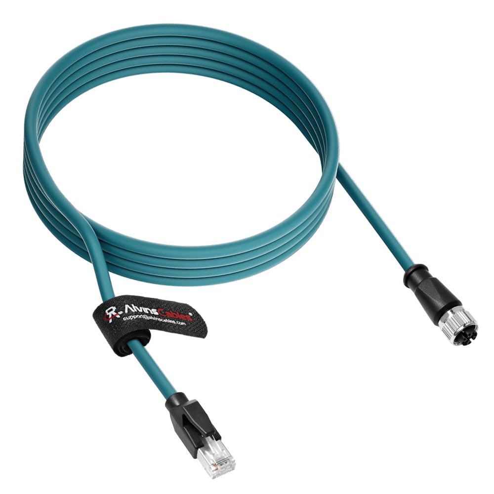 Alvin&#39;s Cables M12 X-Code 8 Pin Female to RJ45 Ethernet Cable Cat6a High-Flex Shielded for Cognex Keyence Basler Industrial Automation Fieldbus Module