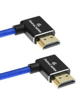 Alvin's Cables 8K HDMI Cable for Atomos Ninja,2.1 48Gbps 8K@60Hz 4K@120Hz High-Speed Braided Coiled Cable for Sony FS5 FS7 FX9,BMPCC,for Canon C300 C500,for Feelworld,Right to Right Angle Blue