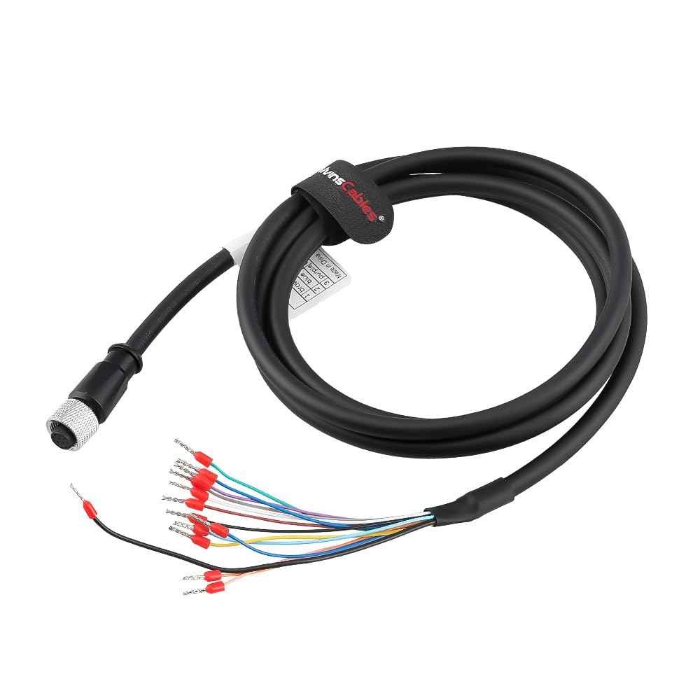 Alvin's Cables M12 A-Code 12-Pin Female to Open Wire Terminal Power I/O Cable for Keyence OP-88810/OP-88811/OP-88812 Industrial Cameras Interface Integrated Cable 2m|6.56ft