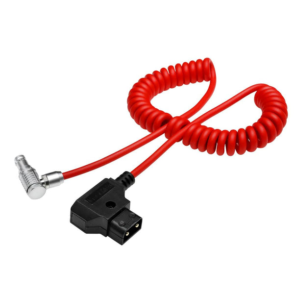 Alvin's Cables Right Angle 2 Pin Male to D-Tap Power Coiled Cable for Teradek SmallHD Z-CAM Blackmagic Pyxis 6k, Ultra Soft