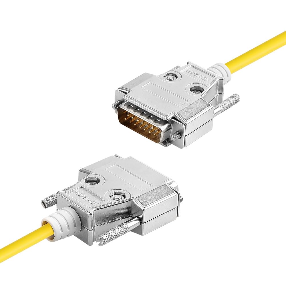 Alvin's Cables Cognex CCB-M8DSIO-00 M8 5-Pin B-Code to DB15 I/O Cable for Cognex in-Sight 8000/Micro Series Industrial Vision System, CIO-Micro I/O Module,0.7M/2.3ft Yellow
