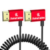 Alvin's Cables 8K HDMI Cable 2.1 48Gbps High Speed Φ2.4mm Ultra-Thin HDMI 8K@60Hz 4K@120Hz for Sony A7 A9, BMPCC, for Canon C70, for Atomos Ninja, for SmallHD, Left to Left Angle Coiled Cable