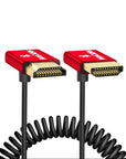 Alvin's Cables 8K HDMI Cable 2.1 48Gbps High Speed Φ2.4mm Ultra-Thin HDMI 8K@60Hz 4K@120Hz for Sony A7 A9, BMPCC, for Canon C70, for Atomos Ninja, for SmallHD, Up to Down Angle Coiled Cable