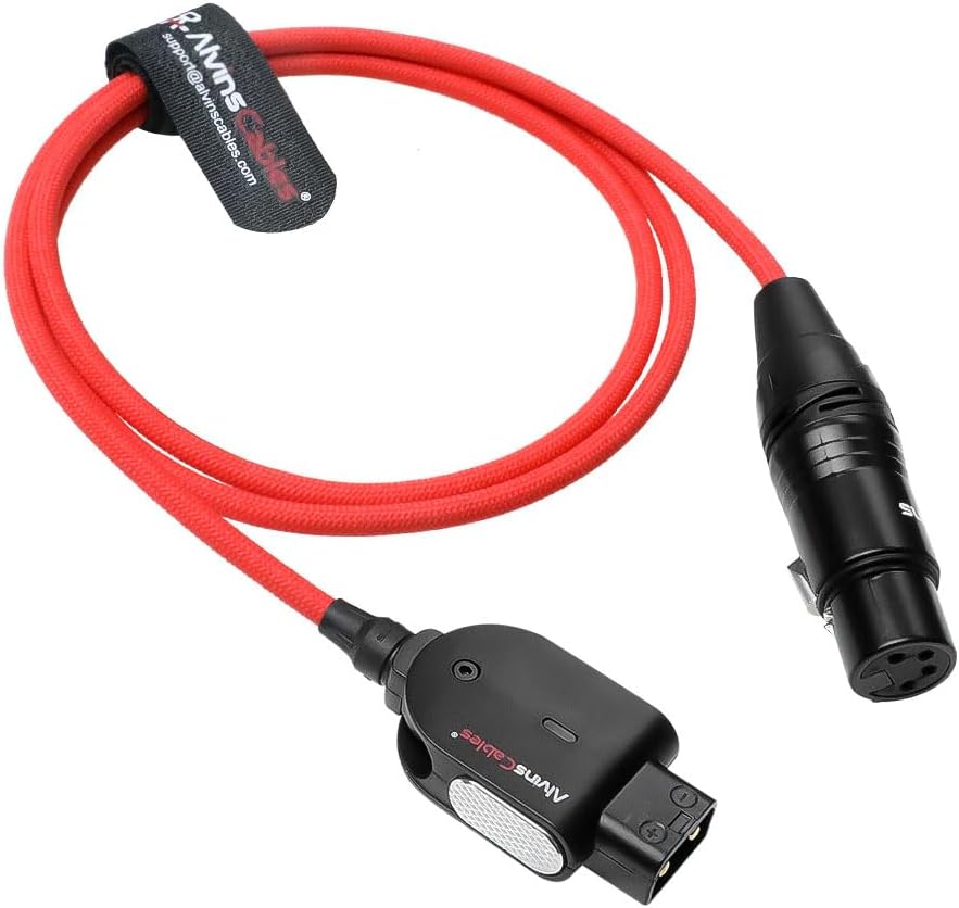 Alvin&#39;s Cables Alvins Smart D-Tap to XLR 4 Pin Female Braided Power Cable for Sony VeniceF55|SXS, for Blackmagic URSA Mini Pro, Tvlogic Monitor, Ultra Flexible, 1M|39.4inches
