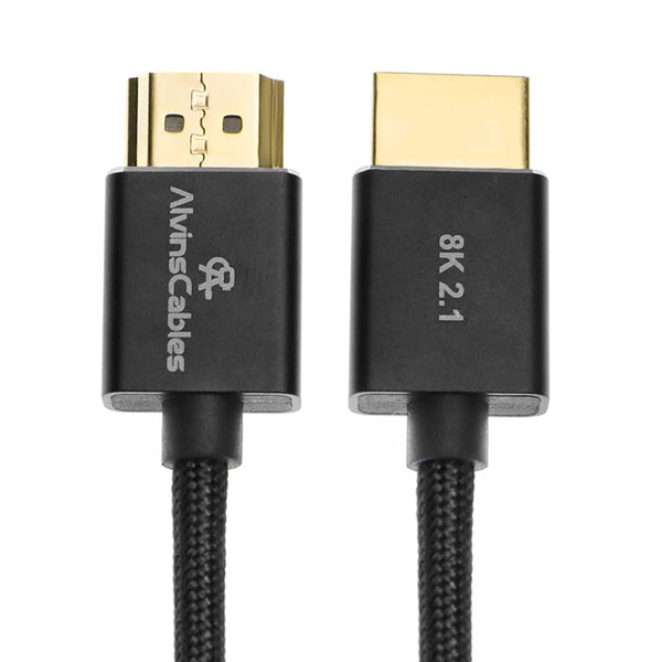 Alvin's Cables 8K 2.1 HDMI to HDMI Cable 8K@60Hz 4K@120Hz High-Speed for Atomos Ninja,for Sony FS5 FS7 FX9,BMPCC,for Canon C300 C500,Braided Coiled Cable Black