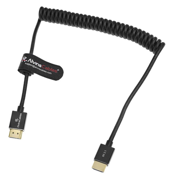 Alvin's Cables 8K 2.1 HDMI to HDMI Cable 8K@60Hz 4K@120Hz High-Speed for Atomos Ninja,for Sony FS5 FS7 FX9,BMPCC,for Canon C300 C500,Braided Coiled Cable Black