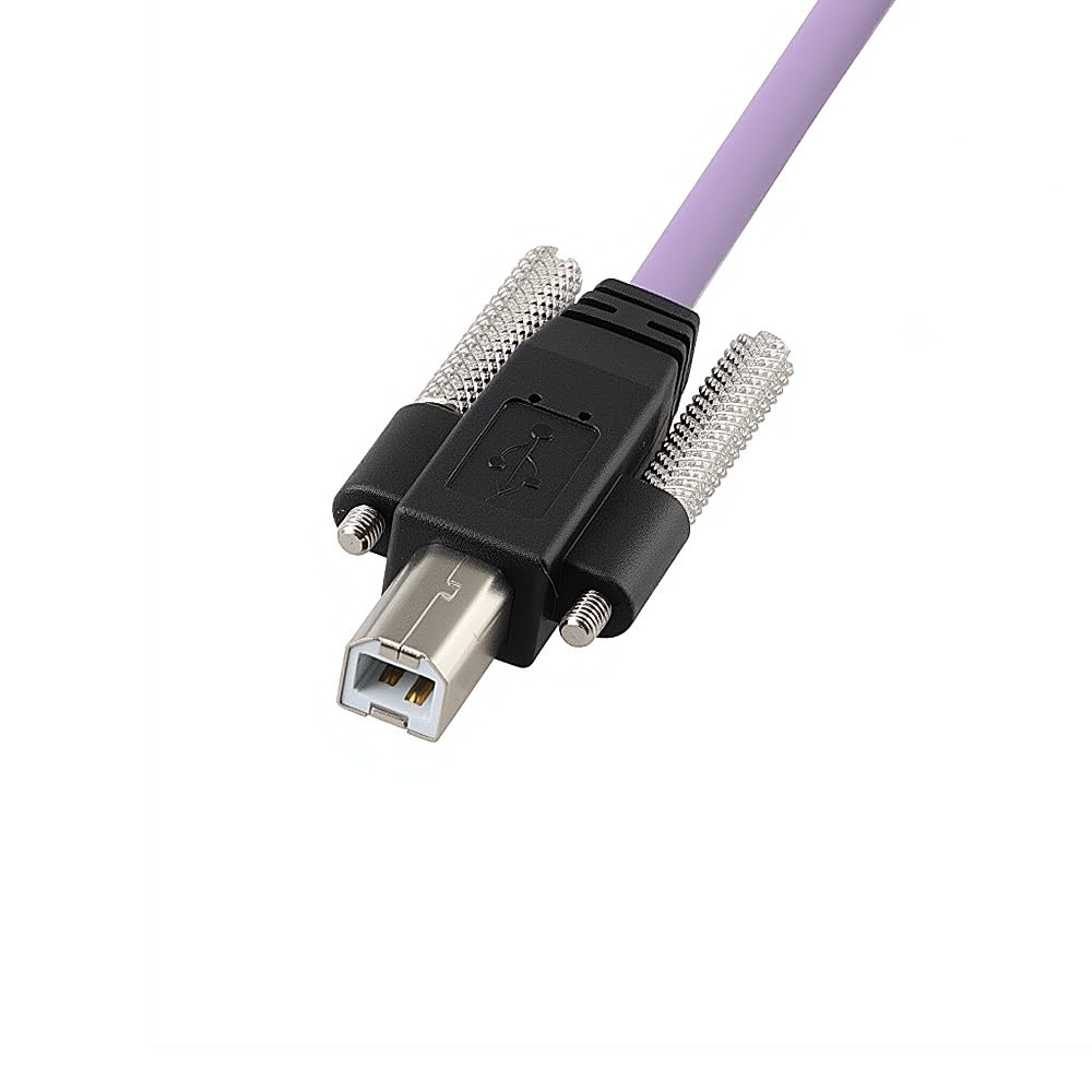 Alvin's Cables USB 2.0 Type-A to USB-B Screw Lock Data Cable for Machine Vision Industrial Camera, Printer, Scanner, 480Mbps High Flex Drag Chain Shielded