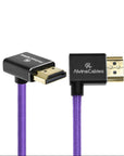 Alvin's Cables 8K HDMI 2.1 Cable 48Gbps 8K@60Hz 4K@120Hz High-Speed Braided Coiled Cable for Sony FS5 FS7 FX9,BMPCC,for Canon C300 C500,for Atomos Ninja,for Feelworld,Right to Up Angle Purple