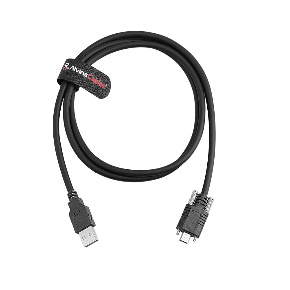 Alvin's Cables USB 2.0 Type-A to Locking Mini USB Cable, 13mm Dual-Screw Spacing for IDS Industrial Camera, High Flex Drag Chain Shielded