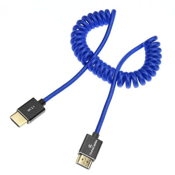 Alvin's Cables 8K 2.1 HDMI to HDMI Cable 8K@60Hz 4K@120Hz High-Speed for Atomos Ninja,for Sony FS5 FS7 FX9,BMPCC,for Canon C300 C500,Braided Coiled Cable Blue