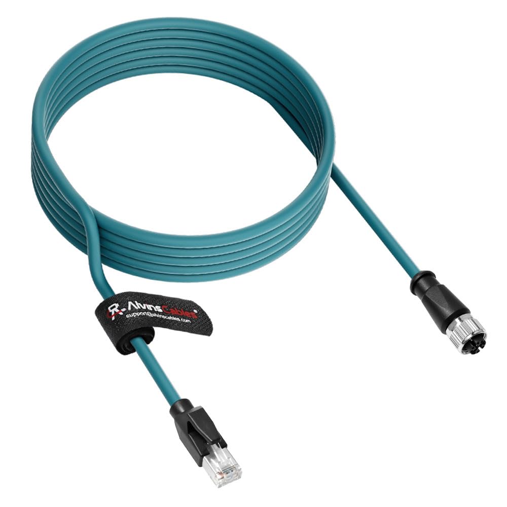 Alvin&#39;s Cables M12 X-Code 8 Pin Female to RJ45 Ethernet Cable Cat6a High-Flex Shielded for Cognex Keyence Basler Industrial Automation Fieldbus Module