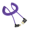 Alvin's Cables 8K HDMI 2.1 Cable 48Gbps 8K@60Hz 4K@120Hz High-Speed Braided Coiled Cable for Sony FS5 FS7 FX9,BMPCC,for Canon C300 C500,for Atomos Ninja,for Feelworld,Right to Up Angle Purple