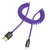 Alvin's Cables 8K 2.1 Micro HDMI to HDMI Coiled Cable for Atomos Ninja V, 8K@60Hz 4K@60Hz High-Speed HDMI Cable for Sony A7RIII A7II A7M3, for Canon R5 M6, for FUJIFILM X-T4 X-T3, Braided Purple