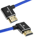 Alvin's Cables 8K HDMI 2.1 Cable 8K 60Hz 4K 120Hz High-Speed for Atomos Ninja Monitor,Left to Right Angle Braided Coiled Cable for Sony FS5 FS7 FX9,for Canon C300 C500,for Nikon Z9 Camera,Blue