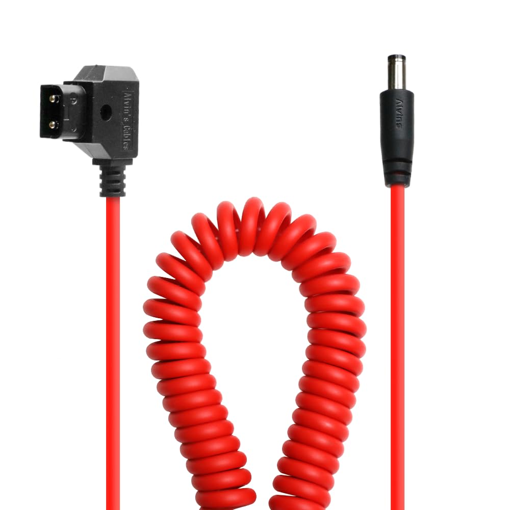 Alvin&#39;s Cables Dtap to DC Coiled Cable for Atomos Shinobi,Ultra Soft D-tap to 2.1 DC Power Cable for Blackmagic Design Video Assist,SmallHD 702,for Feelworld FW568 Monitor