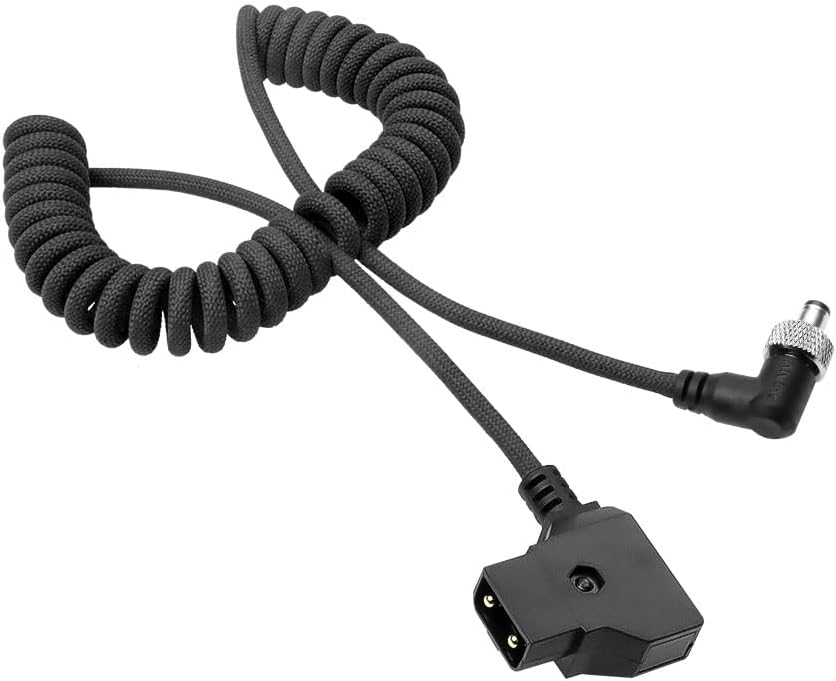 Alvin&#39;s Cables Dtap to Locking DC Right Angle Coiled Power Cable for Atomos Ninja V D-tap Cable for Blackmagic Video Assist, for Hollyland Mars 400S, Ultra Flexible 2ft
