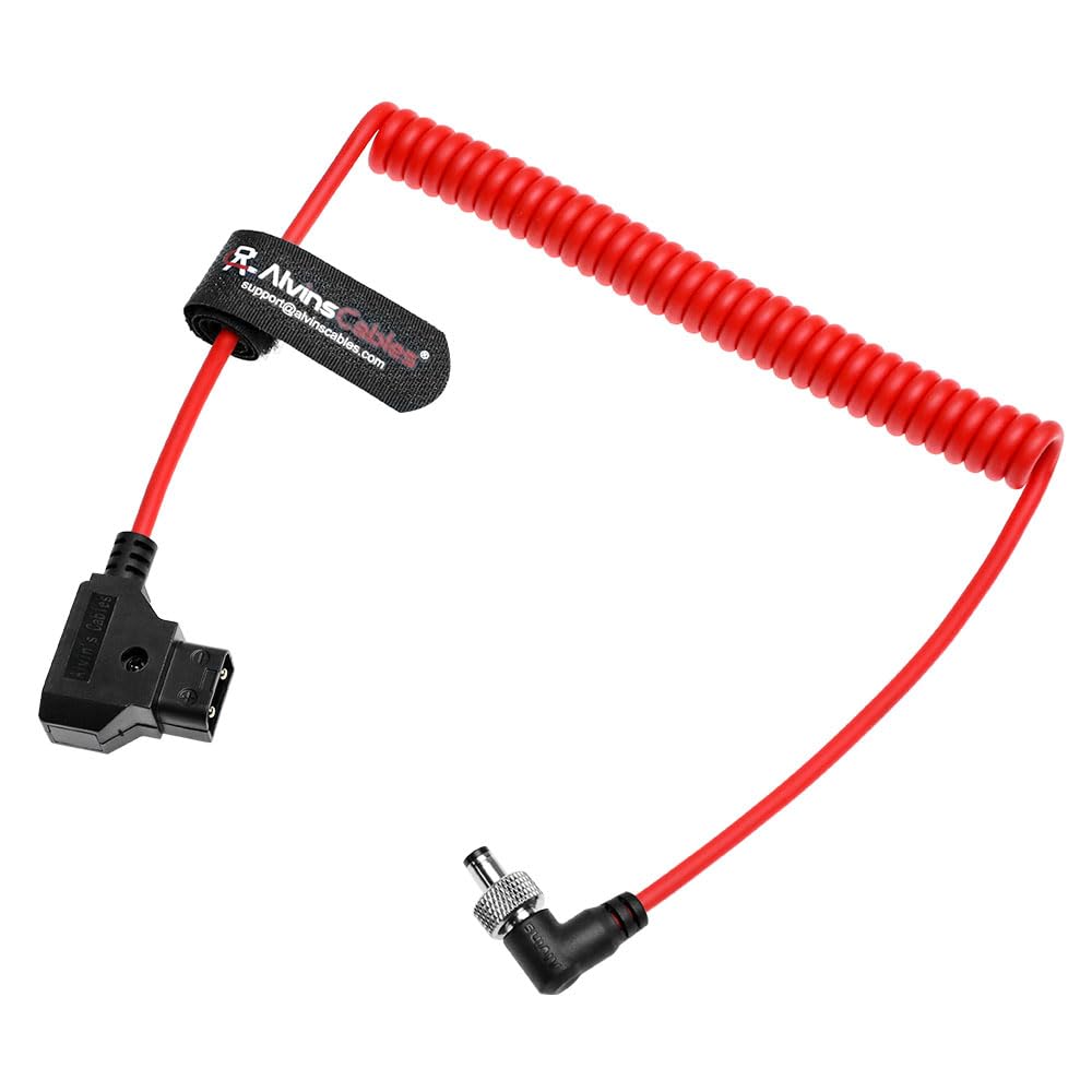 Alvin's Cables Ultra Soft Dtap to Locking DC 2.1 Right Angle Cable, Atomos Ninja Dtap Power Coiled Cable for Video Devices PIX-E7 PIX-E5 Monitor, for Hollyland Mars 400s