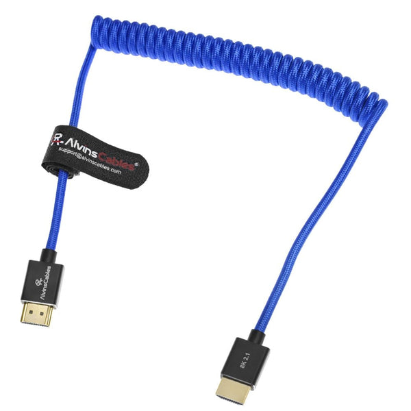 Alvin's Cables 8K 2.1 HDMI to HDMI Cable 8K@60Hz 4K@120Hz High-Speed for Atomos Ninja,for Sony FS5 FS7 FX9,BMPCC,for Canon C300 C500,Braided Coiled Cable Blue