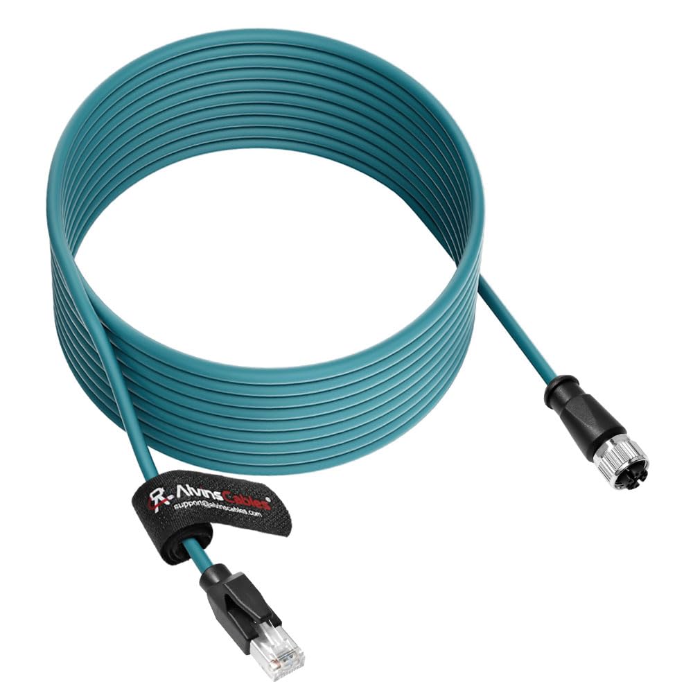 Alvin&#39;s Cables M12 X-Code 8 Pin Female to RJ45 Ethernet Cable Cat6a High-Flex Shielded for Cognex Keyence Basler Industrial Automation Fieldbus Module