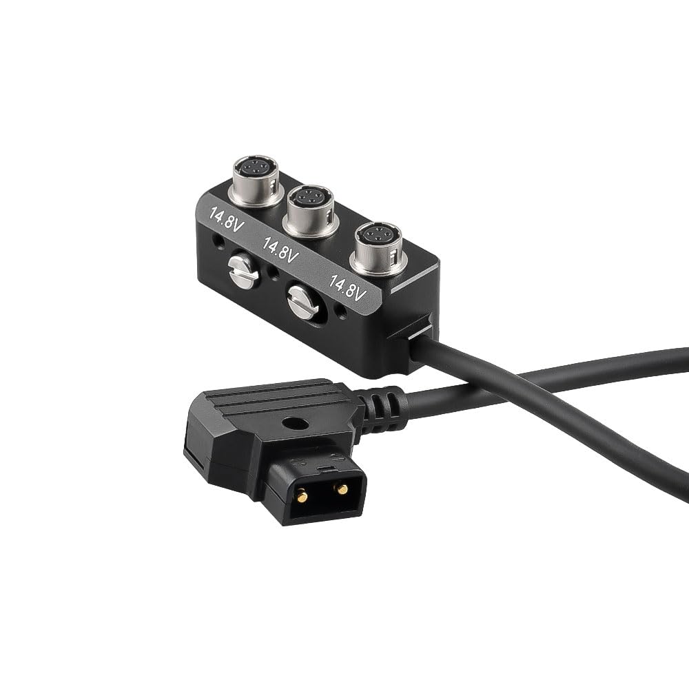 Alvin's Cables 1 to 3 Power Splitter Box Cable Dtap to 3 x Hirose 4 Pin Female Splitter Cable for Sound Devices 688 633, Zoom F4/F8/F8N Audio Recorders, 30cm/11.81in