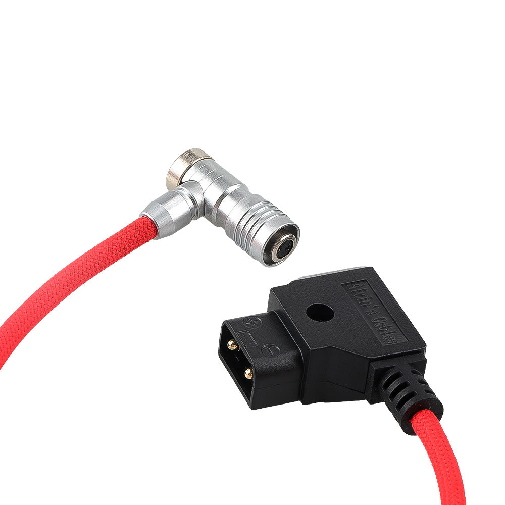 Alvin's Cables D-Tap to BMPCC 6K 4K Power Cable, Right Angle Weipu 2-Pin Female to D-Tap Male, Braided Ultra Flexible Cable for Blackmagic Pocket Cinema Camera 4K/6K/6K Pro, V-Mount, Red