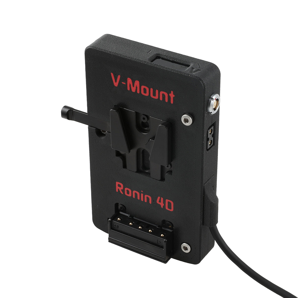 Alvin's Cables V Mount Battery Plate for DJI Ronin 4D, V-Mount Power Plate with D-Tap &amp; 0B 2-Pin Outputs, Straight / Rotatable Right Angle 1B 6-Pin Power Cable, Red / Black