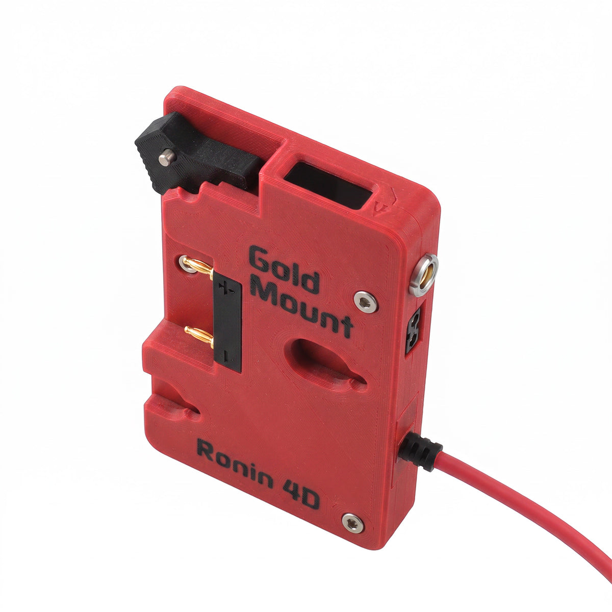 Alvin's Cables Gold Mount Battery Plate for DJI Ronin 4D, G-Mount Power Plate with D-Tap &amp; 0B 2-Pin Outputs, Straight / Rotatable Right Angle 1B 6-Pin Power Cable, Red / Black