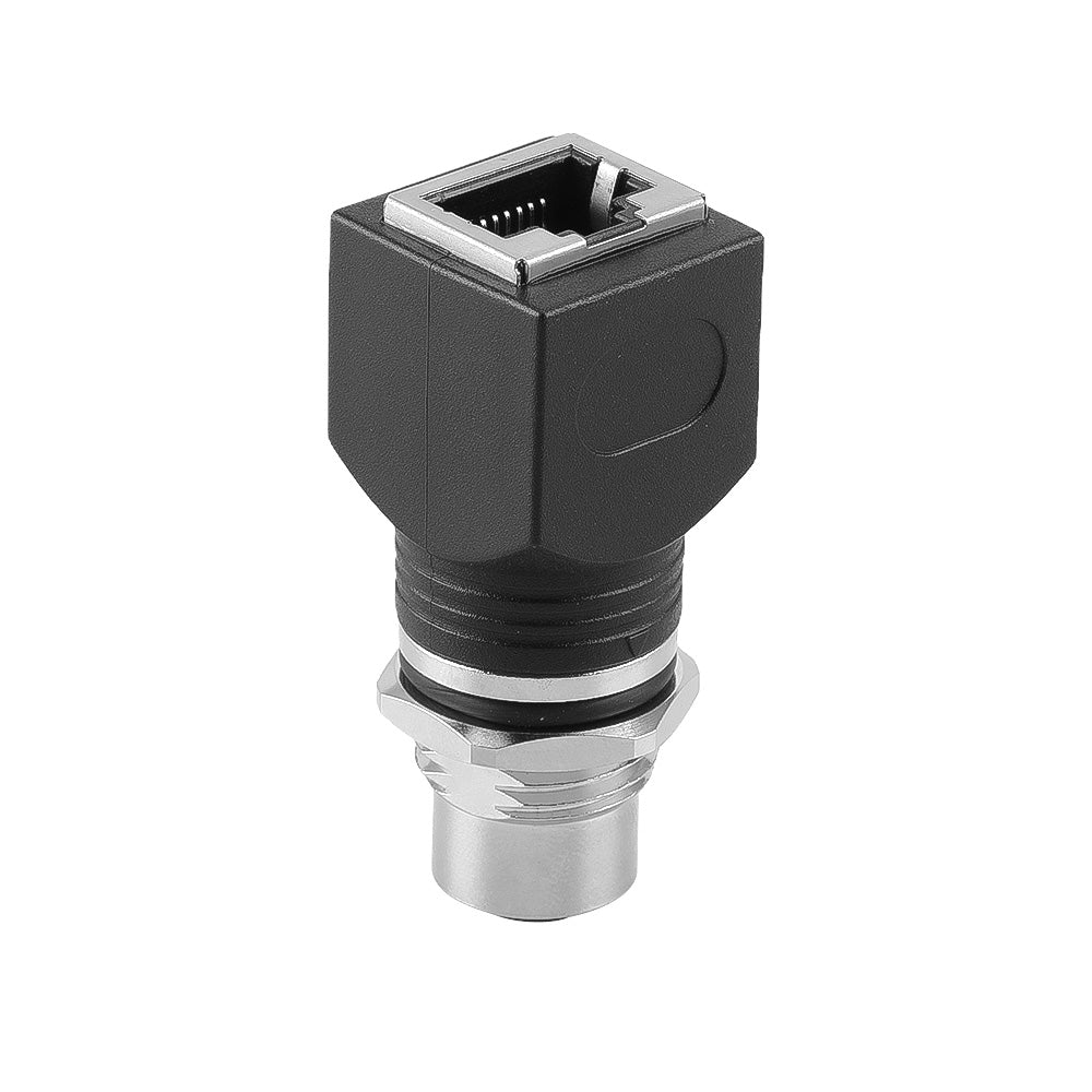 Alvin's Cables M12 A-Code 8-Pin to RJ45 Adapter Cat6a IP68 Waterproof Shielded, M12 Female to RJ45 Female Industrial Ethernet Connector for Cognex Keyence GigE Vision Basler AVT Sony CCD Cameras