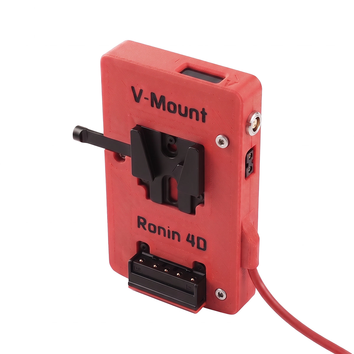 Alvin's Cables V Mount Battery Plate for DJI Ronin 4D, V-Mount Power Plate with D-Tap &amp; 0B 2-Pin Outputs, Straight / Rotatable Right Angle 1B 6-Pin Power Cable, Red / Black