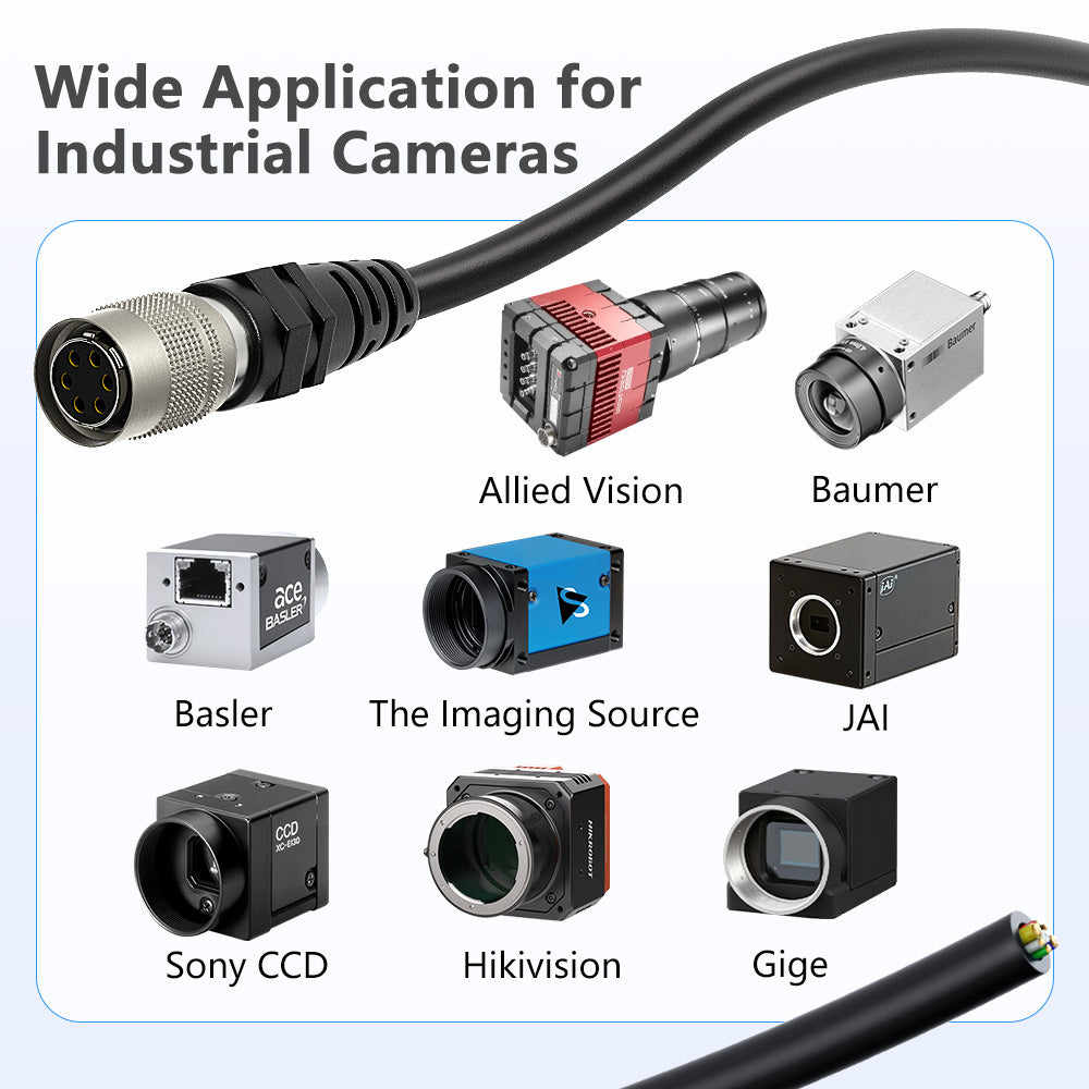 Alvin’s Cable Hirose 6 Pin Female HR10A-7P-6S to Flying Lead Power I/O Cable for Basler GIGE AVT for Sony CCD Camera