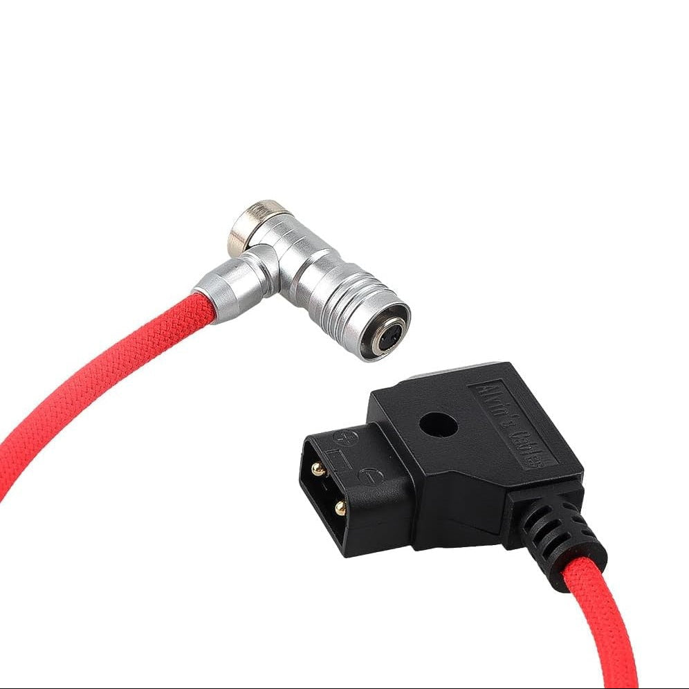 Alvin's Cables D-Tap to BMPCC 6K 4K Power Cable, Right Angle Weipu 2-Pin Female to D-Tap Male, Braided Ultra Flexible Cable for Blackmagic Pocket Cinema Camera 4K/6K/6K Pro, V-Mount, Red
