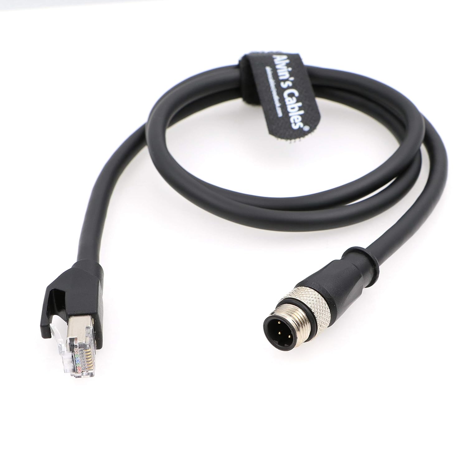 Alvin's Cables M12 D-Code 4 Pin Male to RJ45 Ethernet Cable High-Flex for Industrial Camera Sensor, Automation Application 3.3ft/1m