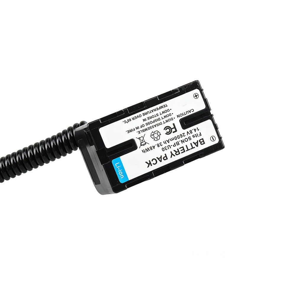 Alvin's Cables BP-U30 Dummy Battery to D-Tap Power Cable Fully Decoded, Coiled Dtap Power Cord for Blackmagic Pyxis 6K/12K, Sony PXW-Z200 &amp; HXR-NX800 Camcorders