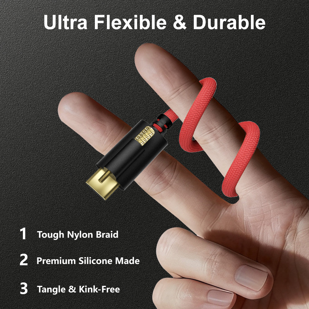 Alvin's Cables Ultra-Flexible Locking USB-C to USB-C Data-Transfer Cable for Blackmagic Pyxis Monitor, URSA Cine EVF, USB-C 3.2 10Gbps High-Speed Cable for Blackmagic Micro Studio Camera 4K G2, Red