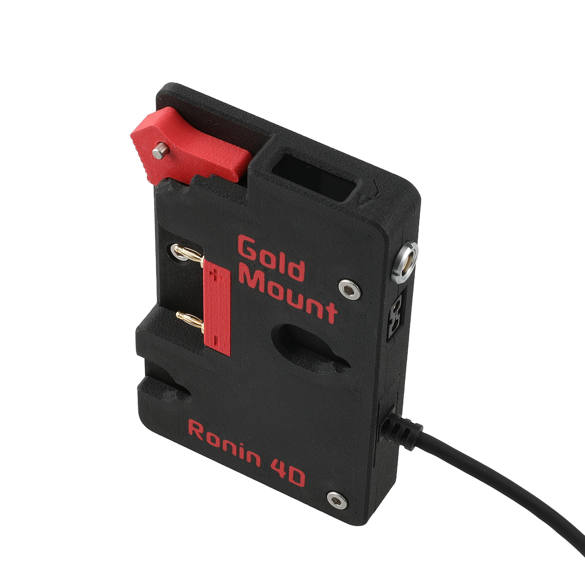 Alvin's Cables Gold Mount Battery Plate for DJI Ronin 4D, G-Mount Power Plate with D-Tap &amp; 0B 2-Pin Outputs, Straight / Rotatable Right Angle 1B 6-Pin Power Cable, Red / Black