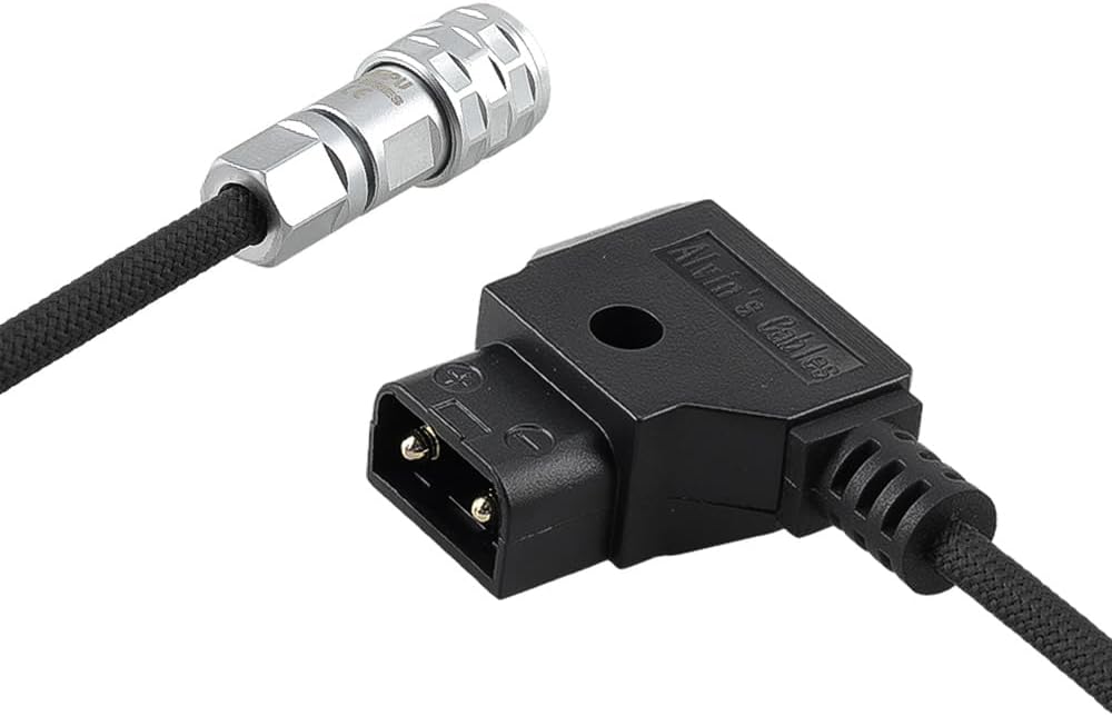 Alvin's Cables D-Tap to BMPCC 6K 4K Coiled Power Cable, Straight Weipu 2-Pin Female to D-Tap Male, Braided Ultra Flexible Coiled Cable for Blackmagic Pocket Cinema Camera 4K/6K/6K Pro, V-Mount, Black