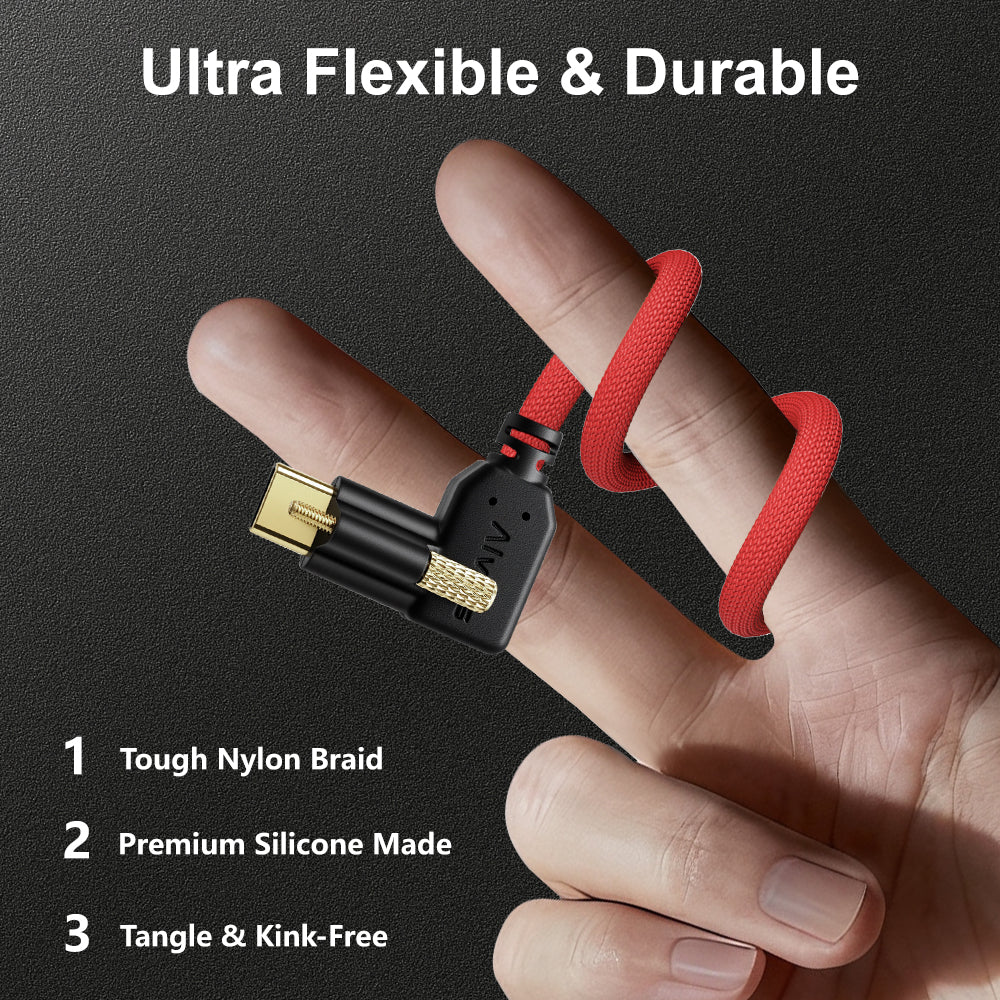 Alvin's Cables Locking USB-C to USB-C Power Cable Ultra-Flexible for Blackmagic Pyxis Monitor,URSA Cine EVF, USB-C 3.2 10Gbps Data Transfer Cable for Blackmagic Micro Studio 4K G2, Red