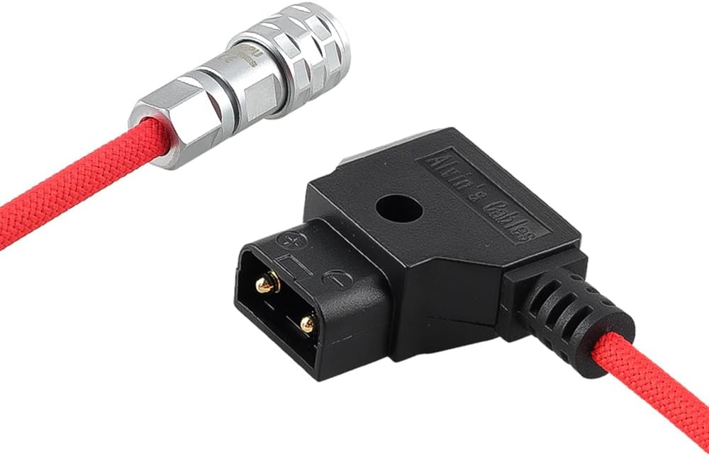 Alvin's Cables D-Tap to BMPCC 6K 4K Coiled Power Cable, Straight Weipu 2-Pin Female to D-Tap Male, Braided Ultra Flexible Coiled Cable for Blackmagic Pocket Cinema Camera 4K/6K/6K Pro, V-Mount, Red