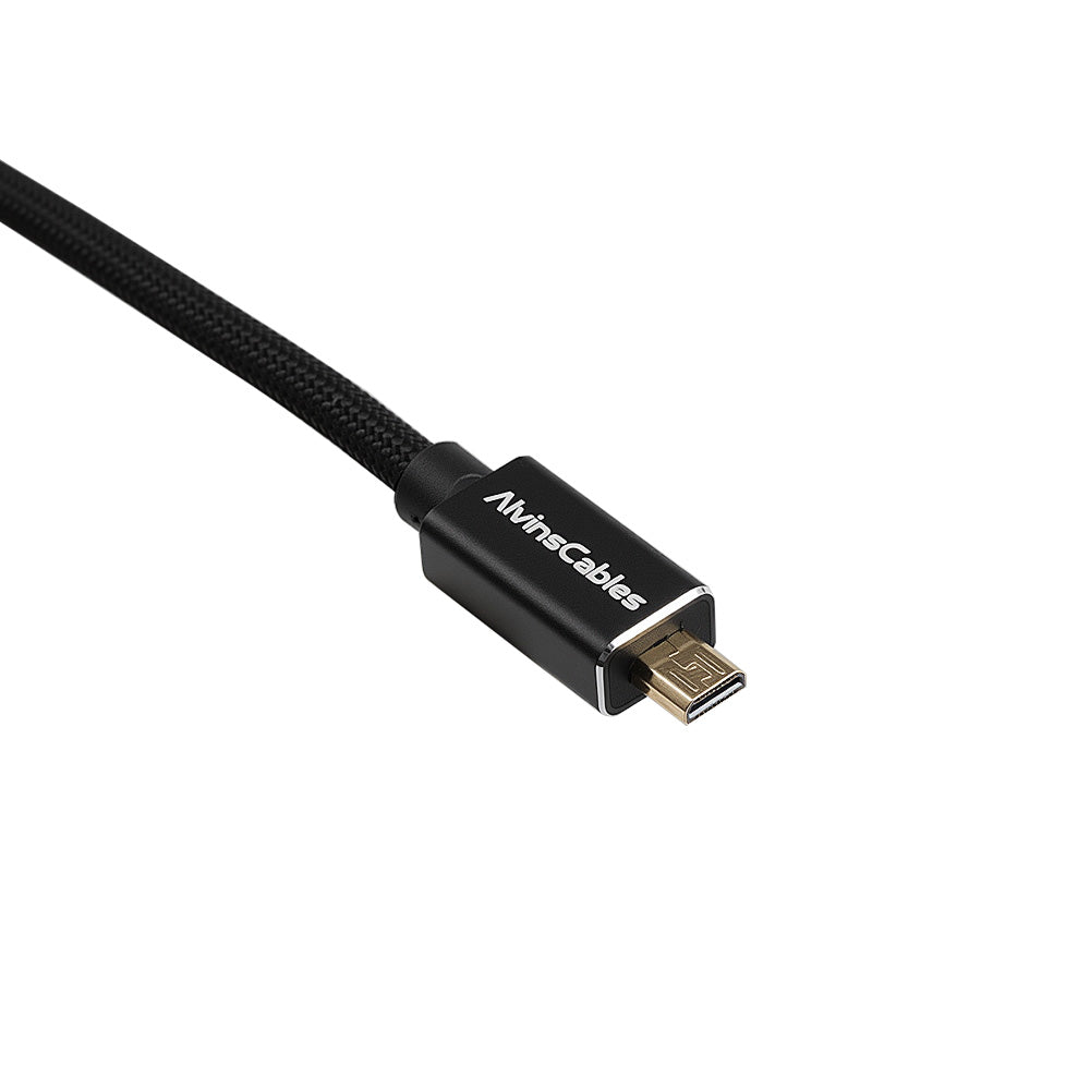Alvin's Cables 8K 2.1 Micro-HDMI to Full HDMI Braided Cable, D to A Coiled HDMI for Atomos-Ninja-V for Canon-R5C R5 R6, for Sony A7RIII A7II A7M3 A7R IV A6500, for FUJIFILM X-T4 X-T3(18 to 28 Inch)