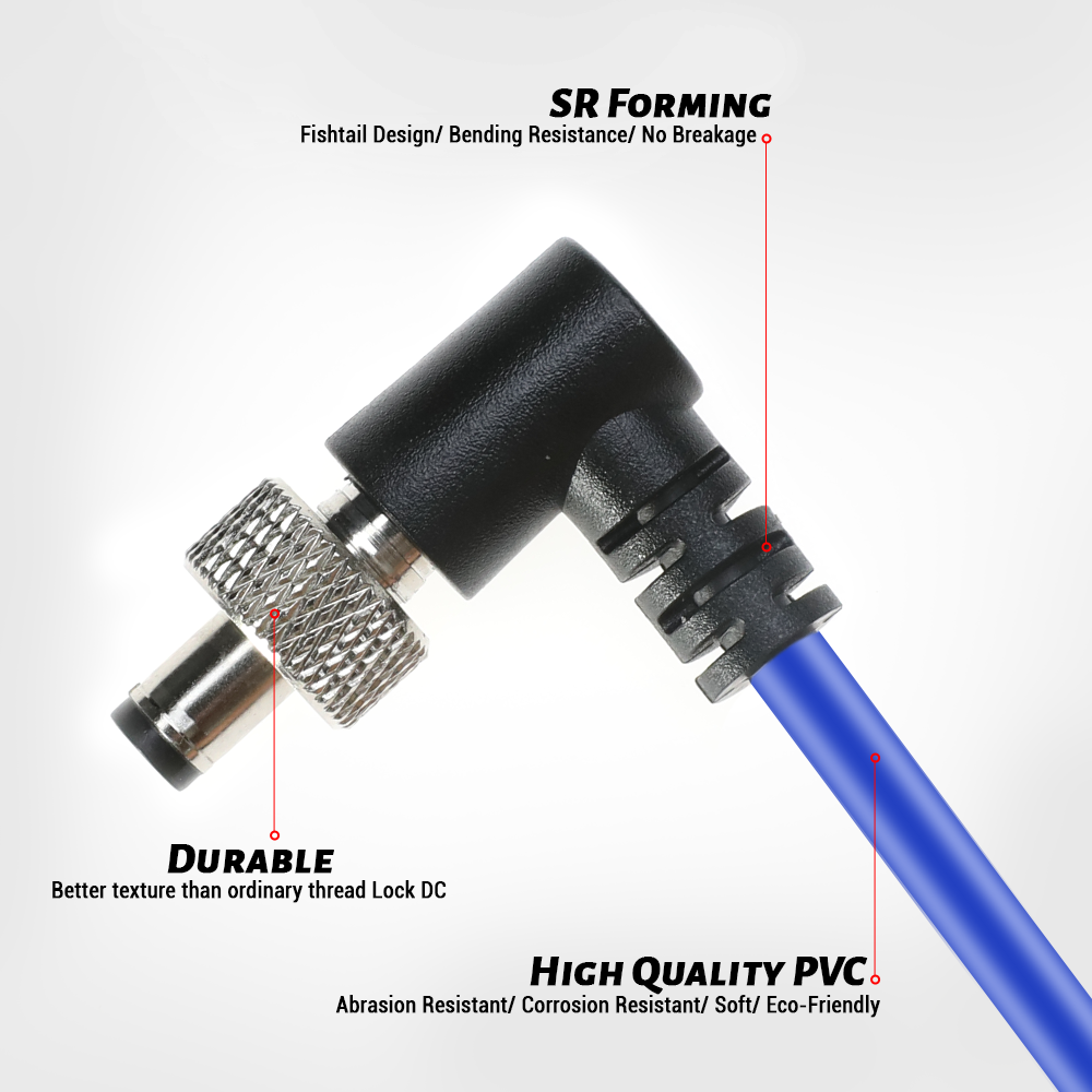 Alvin&#39;s Cables Locking DC 5.5 2.1 to D Tap Coiled Power Cable for Video Devices PIX-E7 PIX-E5 7 Touchscreen Display Blue CableHollyland Mars 400s