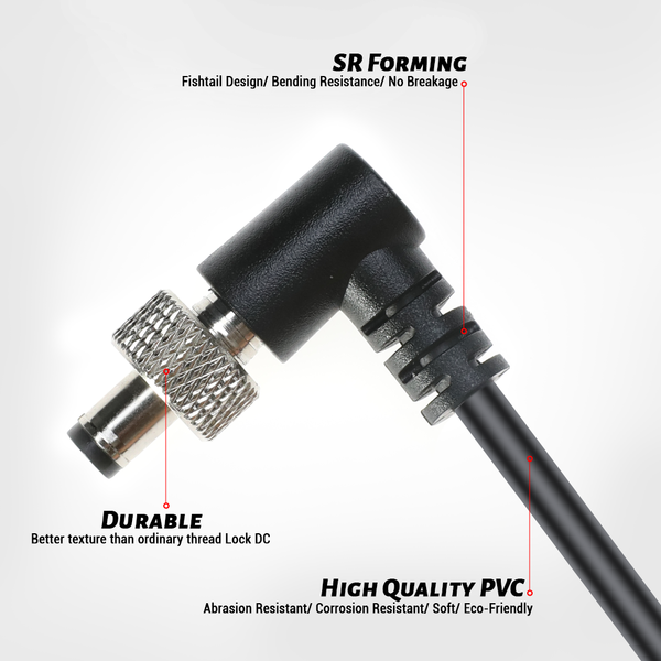 Alvin's Cables Atomos Monitor Coiled Power Cable Right Angle Locking DC 5.5 2.1 for Video Devices PIX-E7 PIX-E5 Touchscreen Display Hollyland Mars 400s