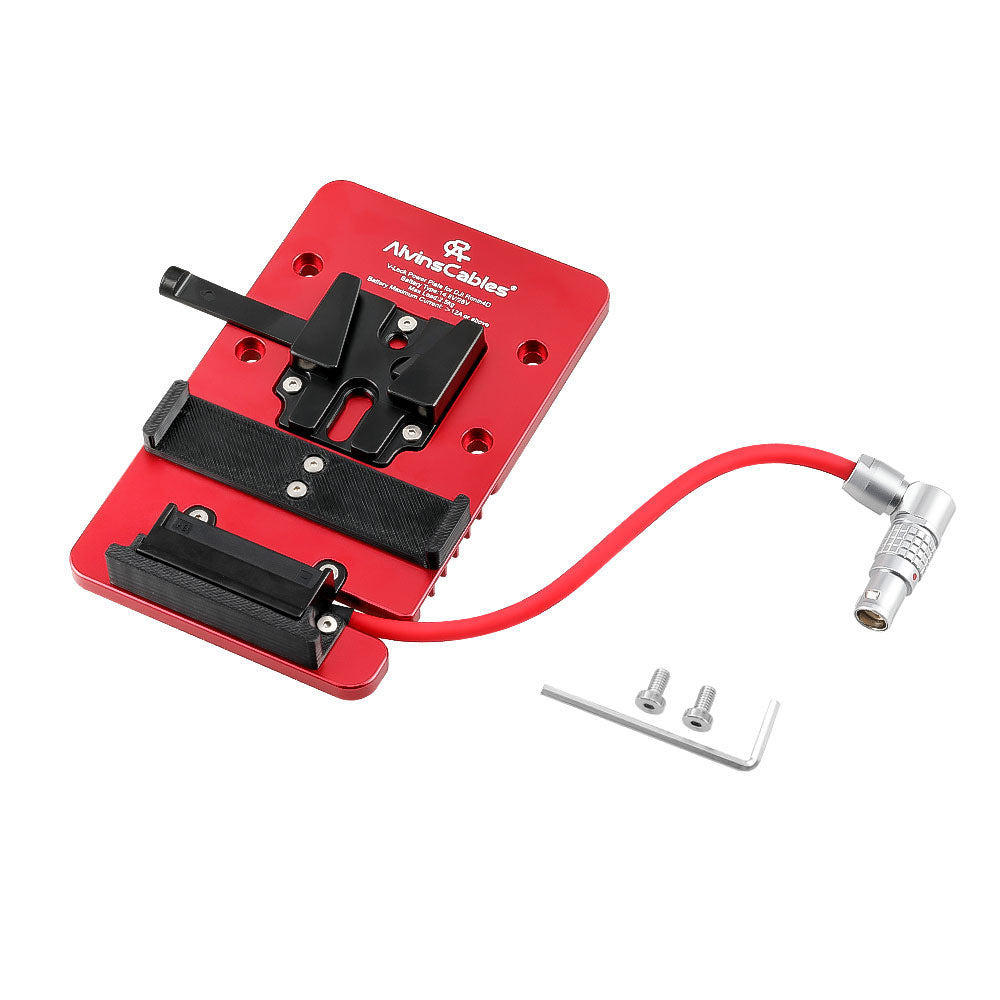 Alvins V Mount Battery Plate for DJI Ronin 4D, with Rotatable Right Angle 1B 6-Pin Male DC-in Out Put Battery Mounts Plate V Mount Plate for Ronin 4D, Long Cable Ultra-Soft