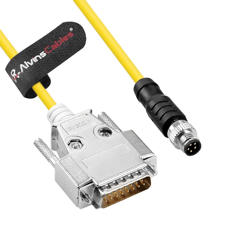 Alvin's Cables Cognex CCB-M8DSIO-00 M8 5-Pin B-Code to DB15 I/O Cable for Cognex in-Sight 8000/Micro Series Industrial Vision System, CIO-Micro I/O Module,0.7M/2.3ft Yellow