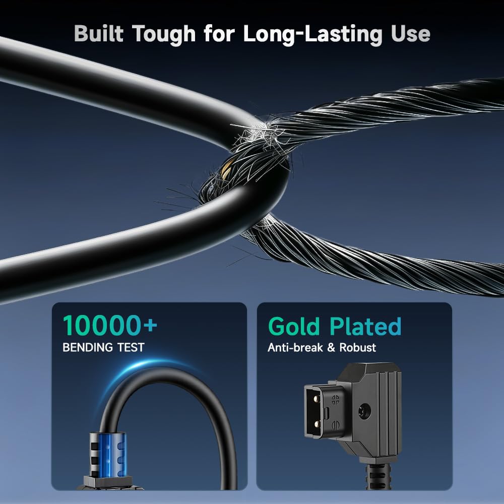 Alvin's Cables BMPCC4K to D Tap Power Cable for Blackmagic Pocket Cinema Camera 4K Gold Mount V Mount Battery Weipu 2 Pin Female to P Tap