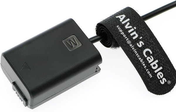 Alvin's Cables NP-FW50 Dummy Battery to DC Right Angle Power Cable for Sony A7 A7II A7R A7RII A7S A7SII A5000 A5100 A6000 A6100 A6300 A6400 A6500 A6600 Cameras 60CM