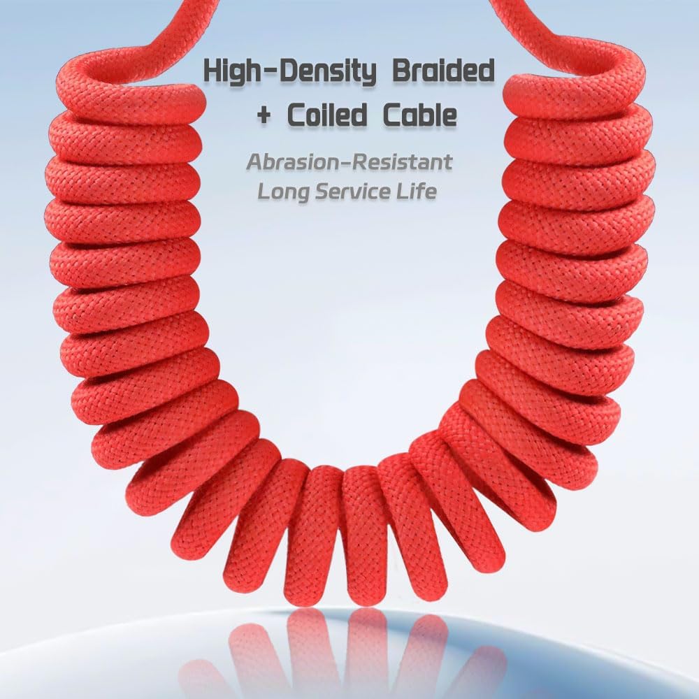 Alvin&#39;s Cables Atomos Ninja V D-tap Power Cable, 1.6-4ft Dtap to Locking DC 2.1 Coiled Cable for Blackmagic Video Assist, for Hollyland Mars 400S, Ultra Flexible